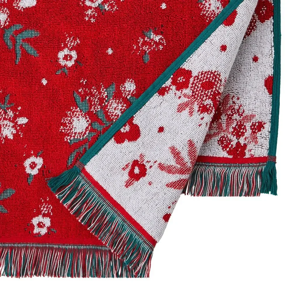 Pioneer Woman Christmas Holiday Bath & Hand Towel 4pc Set Ditsy Dot Floral Red